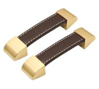 Tiradores de cuero, tiradores for muebles, varios tamaños multicolores for cajones gabinete(Dark Brown,Hole Distance 96 mm)