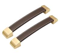 Tiradores de cuero, tiradores for muebles, varios tamaños multicolores for cajones gabinete(Dark Brown,Hole Distance 160 mm)