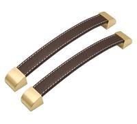 Tiradores de cuero, tiradores for muebles, varios tamaños multicolores for cajones gabinete(Dark Brown,Hole Distance 192 mm)