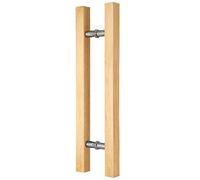 Tiradores de la puerta de madera sólida, manija de puerta de doble cara tipo escalera, cola de mango de mango exterior suave al aire libre, instalación de barra redonda/cuadrada (cuadrado 40 cm/15