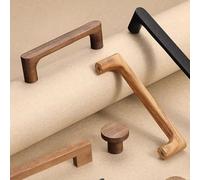 Tiradores de madera modernos for cajones, tiradores de tocador de nogal, tiradores de roble for gabinetes, tiradores for muebles (N.º 3)(Black oak,Smaller knob)