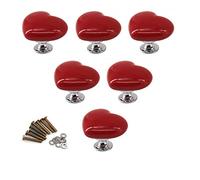 Tiradores de puerta con mango de cerámica rojo para habitación de los niños (6 piezas)