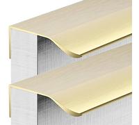 Tiradores de puerta ocultos, Manijas ocultas de aluminio for armario cocina, tiradores borde dedo, pomos for cajones, color oro cepillado, 2 piezas(Overall length 1500mm)