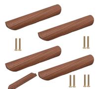 Tiradores De Puerta Tirador De Madera Para Puerta De Armario Tirador De Armario De Madera Tirador De Cajón De Armario De Madera 4 Piezas Distancia Entre Orificios 128mm Nogal