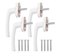 Tiradores de ventana blancos, 4 unidades, aluminio, sin cilindro, cerradura de ventana, tirador de puerta de balcón en longitud de pasador 35 mm, tiradores de puerta para ventanas, puertas de terraza