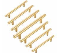 Tiradores Para Armarios Oro,Mango De Cajón De Aluminio,Tiradores De Muebles Centro De Agujero De 96/128/160/192/224/256/320mm,Manija De Armario En T,Fáciles De Instalar,Quantities:6-holecenters:128mm