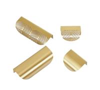 Tiradores para puertas de armarios de cocina, El cajón encubierto del gabinete de los muebles maneja multicolor en forma hoja(Brass Gold-d)