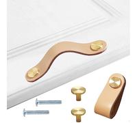 Tiradores piel de Muebles, 4 piezas Tiradores de piel para Muebles,de Cuero Más grueso, para Armarios de Cocina