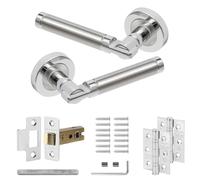 Tiradores Redondos Bicolor para Puertas Interiores - Aluminio Plateado con pestillo de embutir y bisagra de Tope, Ideales para dormitorios, baños y Estilo Enigma.