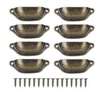 Tiradores Vintage de Metal en Forma de Concha, 8 Piezas, Bronce Verde, con 16 Tornillos, para Cajones y Puertas de Armario