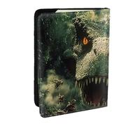 Tiranosaurio Jurásico Impreso Pasaporte, Funda de viaje de piel sintética para pasaporte, organizador para hombres y mujeres, 6.5 pulgadas, Black, Talla única