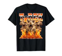 Tiranosaurio T-Rex Dinosaurio Rex Flames 90s Bootleg Style Camiseta