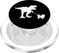 Tiranosaurios de Chihuahua de pelo largo T-Rex caminando T Rex PopSockets PopGrip para MagSafe