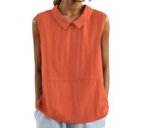 Tirantes Camiseta Mujer Camisa sin Mangas Mujer Blusa con Cuello Elegante Top Casual de Verano para Uso Diario (Orange, L)