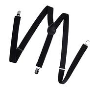 Tirantes con clip en Y, elásticos, totalmente ajustables, negro, 94 cm x 2,5 cm, con 3 clips plateados