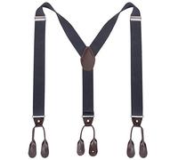 Tirantes de tirantes con botón para hombre - Tira elástica con botón ajustable en forma de Y de 3,5 cm de ancho (Gris oscuro)