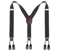 Tirantes de tirantes con botón para hombre - Tira elástica con botón ajustable en forma de Y de 3,5 cm de ancho (Patrón de diamante negro)