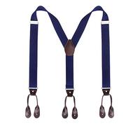 Tirantes de tirantes con botón para hombre - Tira elástica con botón ajustable en forma de Y de 3,5 cm de ancho (Azul marino)