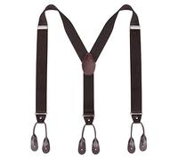 Tirantes de tirantes con botón para hombre - Tira elástica con botón ajustable en forma de Y de 3,5 cm de ancho (Café)