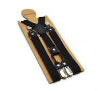Tirantes elásticos unisex con 4 clips fuertes, tirantes ajustables en Y para hombres y mujeres, correas elásticas gruesas con extremos de piel sintética, rojo (negro)