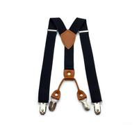 Tirantes elásticos unisex para niños y niñas, tirantes ajustables con 4 clips plateados fuertes, correa trasera en Y suave y cómoda para fiesta escolar, uso formal, rojo (negro)