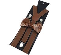 Tirantes for Hombre,Juego de Tirantes con Pajarita Roja y Azul a Cuadros de algodón, Traje de Esmoquin for Hombres y Mujeres, Tirantes Unisex, cinturón con Espalda en Y Ajustable for Boda de Mariposa