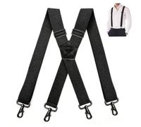 Tirantes Hombre Trabajo Resistentes con Ganchos metálicos, Tirantes elásticos Anchos 4cm Ajustables 120cm para Pantalones de Trabajo, Casual y Formales, Color Negro