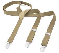 Tirantes largos para hombre o mujer. Tirantes para pantalones en forma de «Y», con tres clips, elásticos y delgados, de un solo color arena Talla única