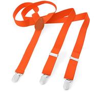 Tirantes largos para hombre o mujer. Tirantes para pantalones en forma de «Y», con tres clips, elásticos y delgados, de un solo color naranja neón Talla única