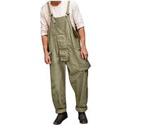 Tirantes Pantalones de trabajo para hombre, peto para hombre, pantalones de trabajo de talla grande, ajustable, talla grande, con varios bolsillos, pantalones cargo de un solo color, mono suelto, JN