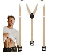 Tirantes para hombre para jeans, tirantes de clip para hombre, resistentes, cinturón invisible ajustable con espalda en Y para exteriores, playa, montañismo, camping, senderismo, trabajo, caqui