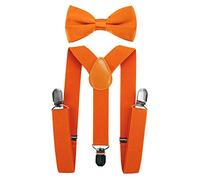 Tirantes para niños Axy con forma de Y con pajarita, con 3 pinzas extrarresistente, color liso naranja naranja