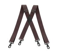 Tirantes para pantalones hombre Tirantes elásticos resistentes y altos con 4 ganchos a presión de 3,5 x 120 cm for hombre, ajustables, for trabajo Tirantes elásticos para pantalones hombre(Dark Brown)