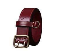 Tirantes Resistentes para Hombres y Mujeres Cinturón de Cuero de Doble Punta Cinturón de Ojal de Cuero Genuino Hebilla de Dos Puntas Cinturón de traba