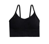 Tirantes Sujetador Largos Tirantes Sujetador Cómodo Sujetador Tipo para Mujer Crop Top Yoga Bralette Longline Padded Bra Pack de 4 Sujetadores Pecho Caido Sujetadores para Mujer (Black, One Size)