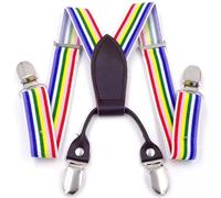 Tirantes Suspender Pantalones De Cintura Elástica para Niños Clips Cuatro Clips Tirantes Pantalones Clips Cinturón De Tirantes para Niños (Arco Iris Blanco)