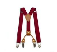Tirantes unisex ajustables con 4 clips, tirantes elásticos en Y para niños/s, niñas, hombres y mujeres, tirantes suaves y cómodos para pantalones, faldas (rojo vino)