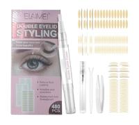 Tiras adhesivas de doble párpado para levantar pestañas para mejorar el pliegue monólido natural y agrandar los ojos, 5 ml, 15 unidades