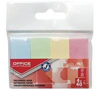 Tiras adhesivas de Office Products, papel 20 x 50 mm, 4 x 40 hojas, colgantes de diferentes colores pastel/tipo estándar/tipo colgador/forma rectangular/material de papel/colores diferentes