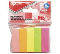 Tiras adhesivas de papel OFFICE PRODUCTS, 15 x 50 mm, 5 x 100 hojas colgantes de diferentes colores, tipo estándar, tipo colgador, forma rectangular, material de papel, colores diferentes