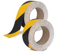 Tiras antideslizantes 2 rollos de 50 mm x 10 m, tiras adhesivas antideslizantes con autoadhesivas, color negro y amarillo, para escalones antideslizantes en interiores y exteriores
