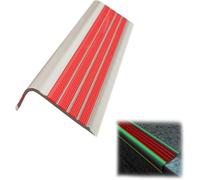 Tiras antideslizantes para peldaños de escalera con cinta de seguridad que brilla en la oscuridad, autoadhesivas, prevención de colisiones, protectores de esquinas de goma, 2,5 x 5 cm (rojo, 500 cm)
