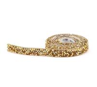 Tiras autoadhesivas de cristales de imitación, Cinta autoadhesiva de diamantes de imitación 1 yarda Multicolor 1-3 cm(1cm Gold)