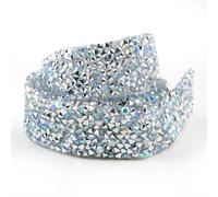 Tiras autoadhesivas de cristales de imitación, Hierro cristalino de la cinta del diamante artificial en el ajuste for los vestidos 2 yardas de anchura multicolora el 1-4cm(2cm - clear AB)