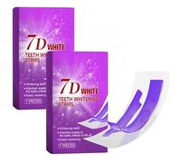 Tiras blanqueadoras de dientes moradas 7D, kit de cuidado suave para manchas de dientes, aplicación de 30 minutos, para dientes sensibles, elimina manchas de café/vino e ilumina la sonrisa (2 Caja)