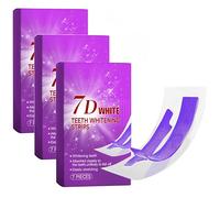 Tiras blanqueadoras dentales 7D con corrección de color púrpura, blanqueamiento en casa en 30 minutos, eliminan manchas de café, vino y tabaco; antideslizante para el cuidado bucal diario (21 Piezas)
