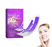 Tiras blanqueadoras dentales 7D, tiras moradas para el cuidado bucal, refrescan el aliento y protegen el esmalte; solución blanqueadora no irritante para dientes sensibles (1 caja)