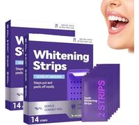 Tiras Blanqueadoras Moradas, 28 Tratamientos Correctoras de Color, Blanqueamiento Profundo - Seguras para el Esmalte, Ajuste Cómodo, Eliminan Eficazmente las Manchas Dentales