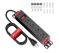 Tiras de alimentación de montaje en rack de 10 pulgadas, PDU, 4 tomacorrientes con protección contra sobretensiones e interruptor de encendido y apagado de sobrecarga, tira de alimentación de 1U con