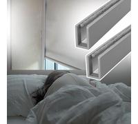 Tiras de bloqueo de luz opacas de alta calidad para persianas enrollables, rieles laterales de canal en U para persianas de ventanas, guardería, riel opaco, color gris (2 piezas de 156 cm)